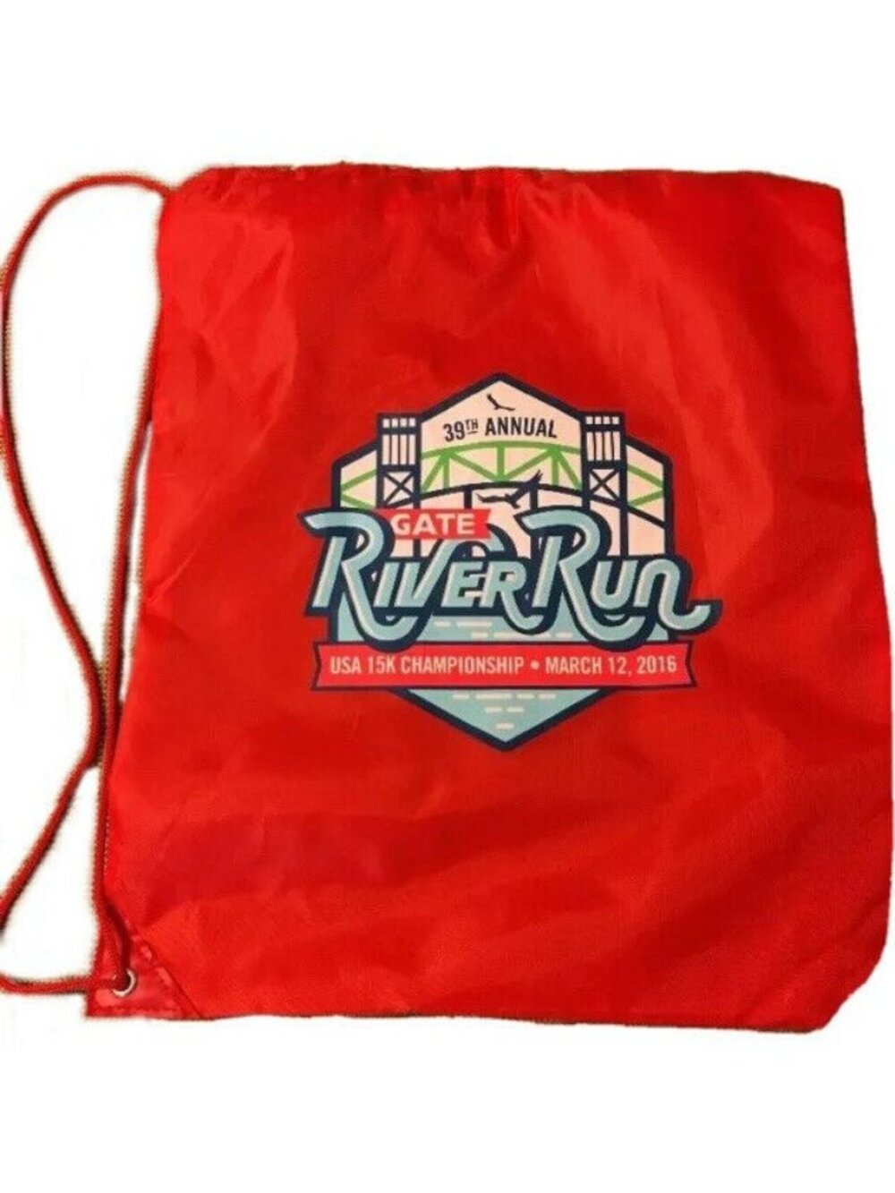 Gate River Run Drawstring Backpack Red Jacksonville FL 15K Championship 2016